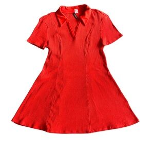 H&M Divided Bold Red Ribbed Dress